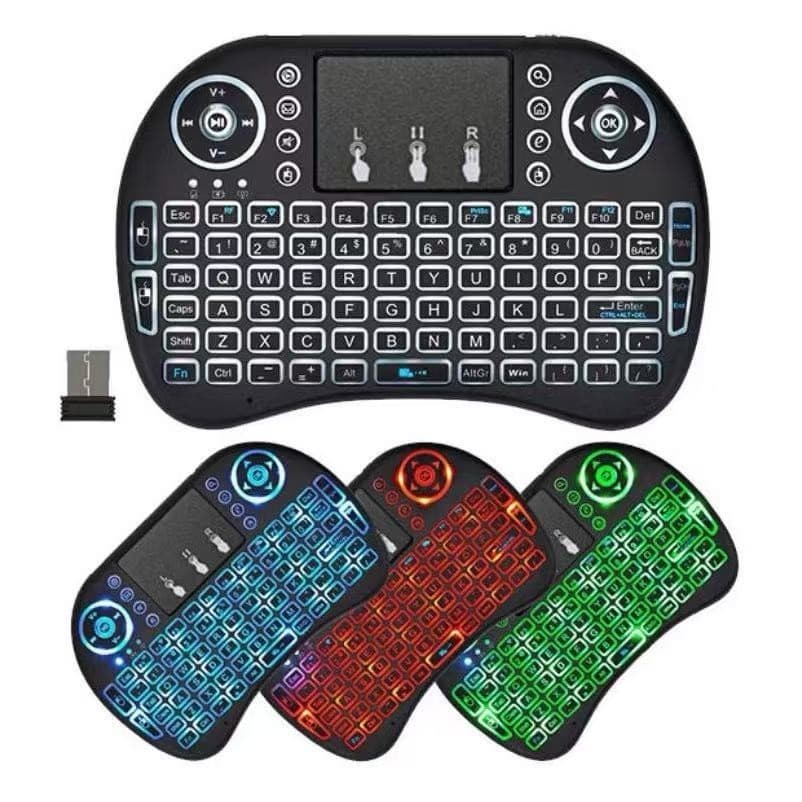Mini Teclado Wireless Keyboard com Touchpad Com Led Usb Android Console e Tv Preto