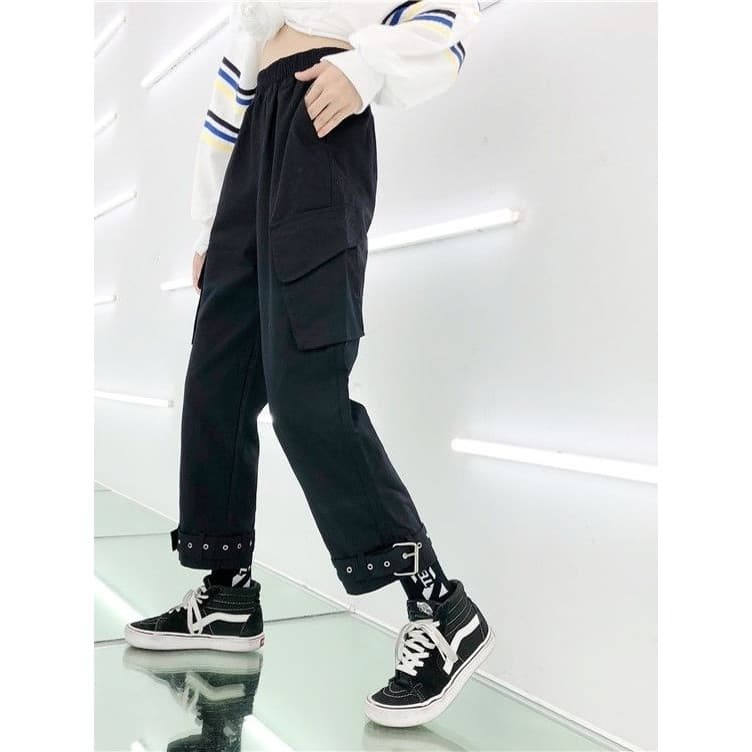 Retro tornozelo-Leggings casal macacão estudantes do sexo feminino versão coreana solto Harem calças cintura alta All-Ma