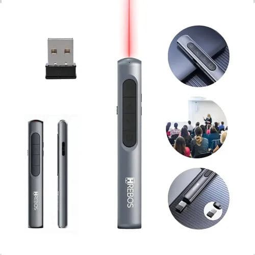 Controle De Slides Caneta A Laser 100m Usb-c Recarregável