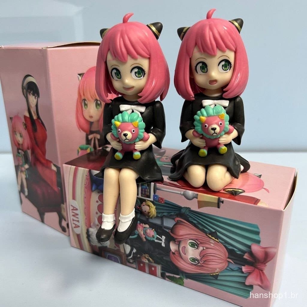 111-14cm Japão Anime SPY × FAMILY Figura Anya Forger Posição Sentada Boneca Leão Q Versão Ação Modelo Brinquedos Em Caix