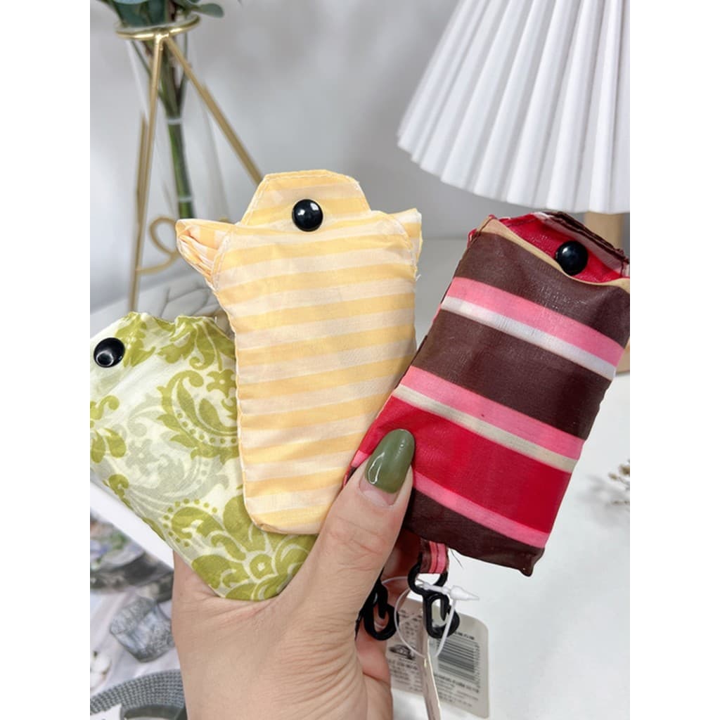 Pequeno fresco impresso náilon dobrável portátil saco de compras de armazenamento moda sacola colete saco supermercado s