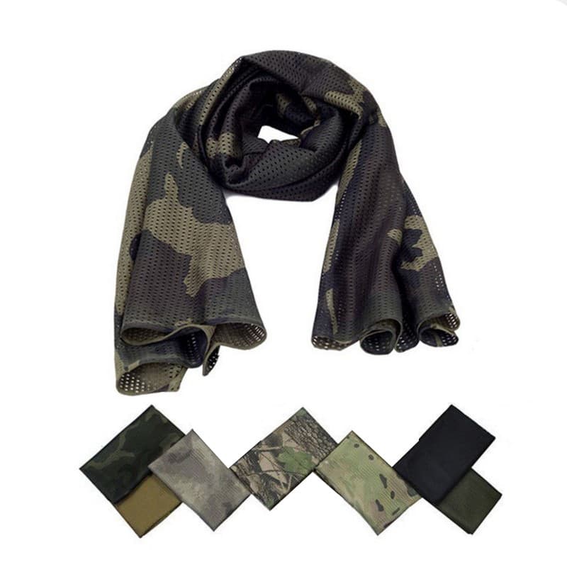 Lenço fino ventilador militar babador tático leve à prova de areia respirável lenço de malha camuflagem à prova de poeir