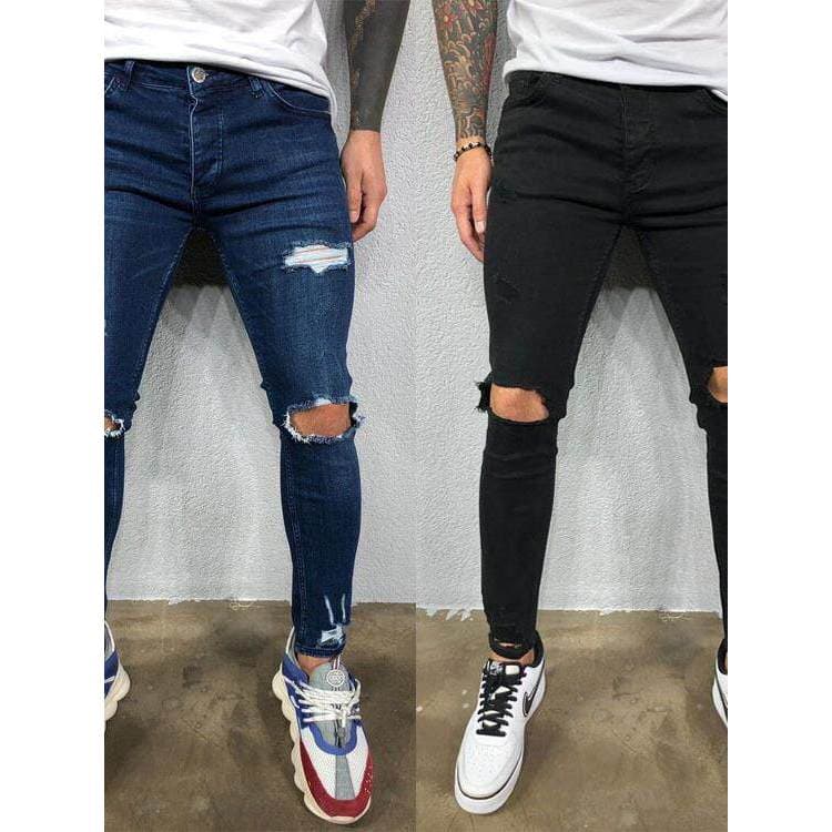 2026 Calça Jeans Skinny rasgada masculina europeia americana calça Casual calça Jeans masculina da moda