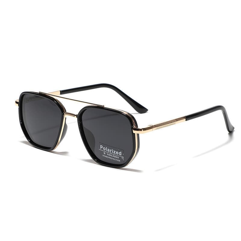 Óculos de Sol Polarizados TR90 Masculinos Estilo Retrô com Ponte Dupla de Metal Quadrados para Mulheres, para Dirigir, V