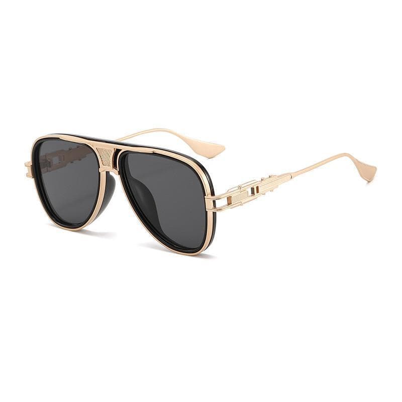 Óculos de Sol Steampunk Retrô Populares Masculinos, Armação Quadrada de Metal, Proteção UV400