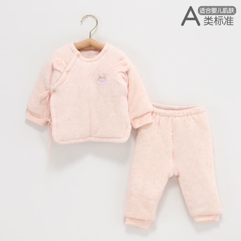 Bebê bebê algodão confortável velo conjunto de roupa interior do bebê outono roupas calças compridas outono inverno engr