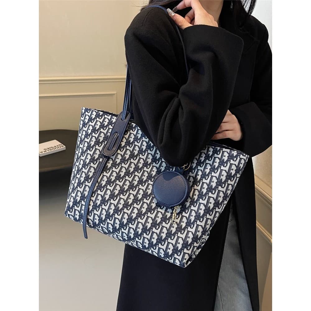 Moda grande capacidade Jacquard pano saco classe Commuter saco sacola 2024 outono novo estilo na moda All-Match bolsa de