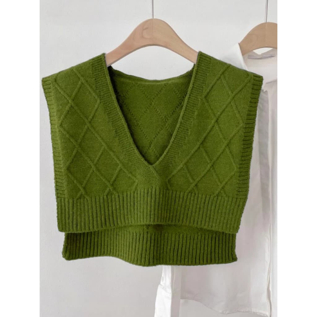 Camisa simples com decote em V xale exterior wear feminino outono inverno sem mangas malha lã colete exterior wear pulôv