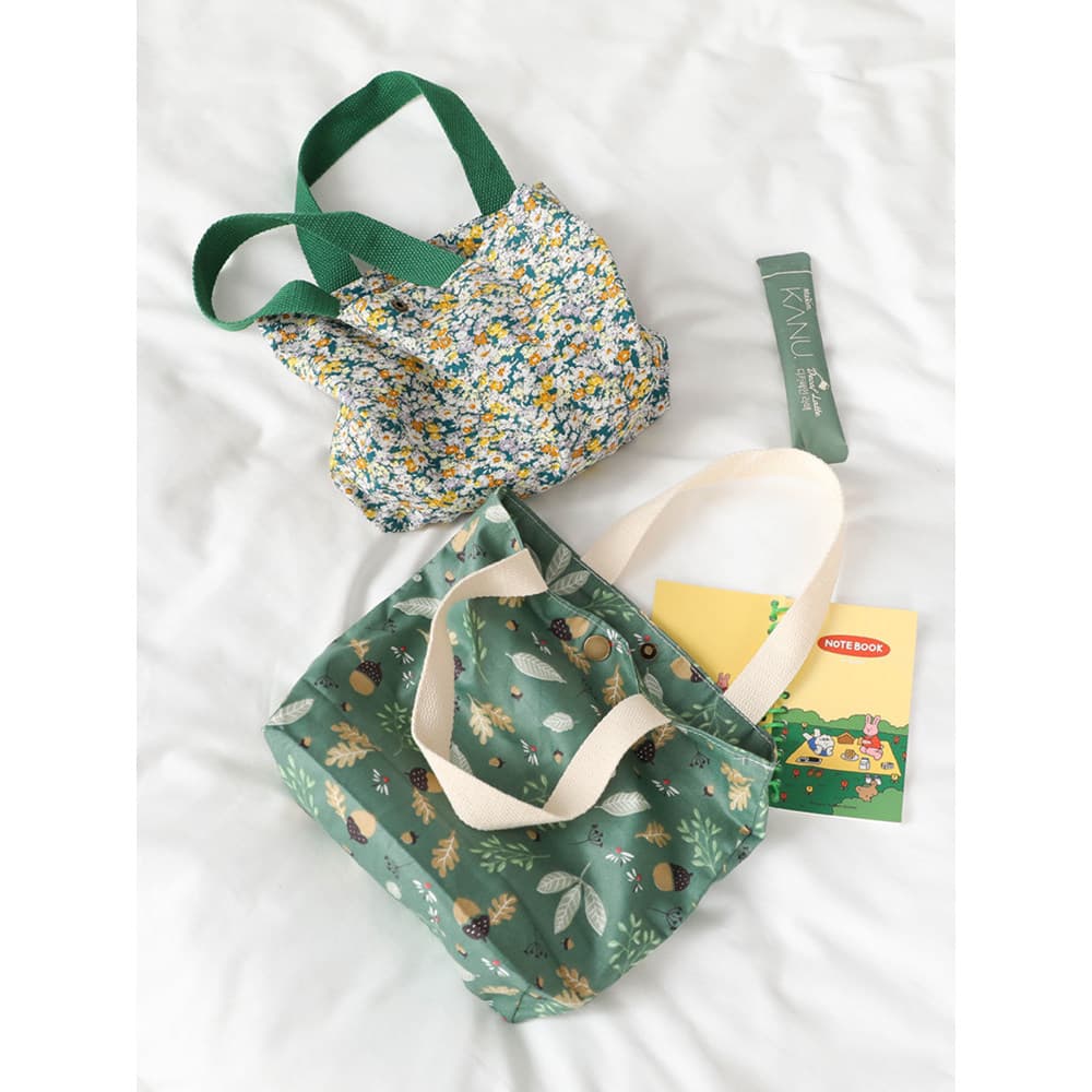 Bolsa pequena de algodão série verde, bolsa leve de verão, série de frutas, flor, bolsa Casual