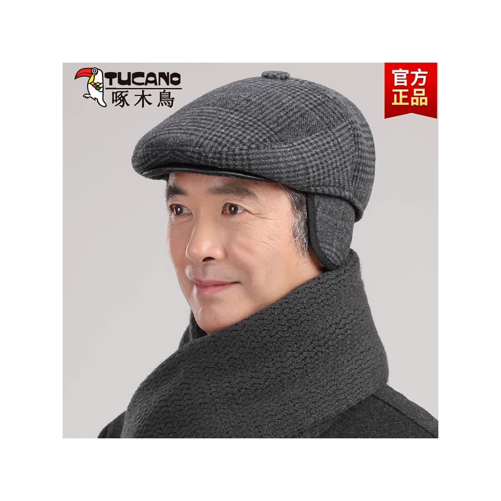 Woodpecker chapéu de idosos de meia-idade masculino inverno vovô velho pai outono inverno proteção de ouvido manter quen