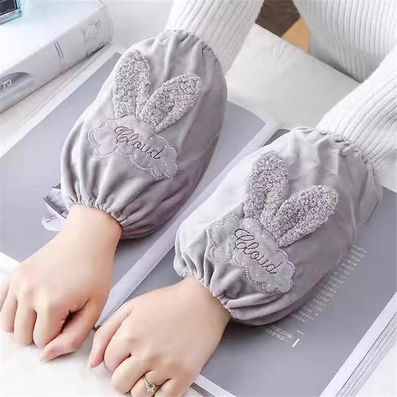 Versão coreana manga longa feminina outono inverno Anti-incrustante manga à prova de óleo bonito manga de cozinha proteç