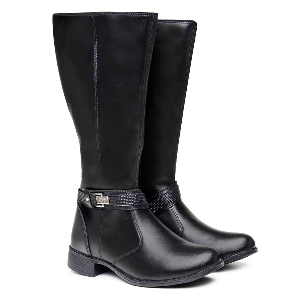 Bota Feminina Cano Longo Montaria Tira Estampa Linda e confortável