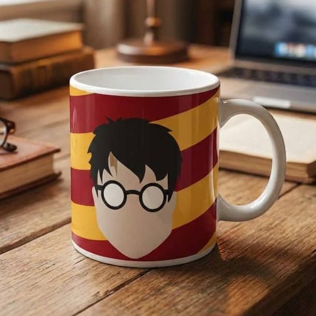 Caneca Xicara Rosto Harry Potter Estampa Listrada