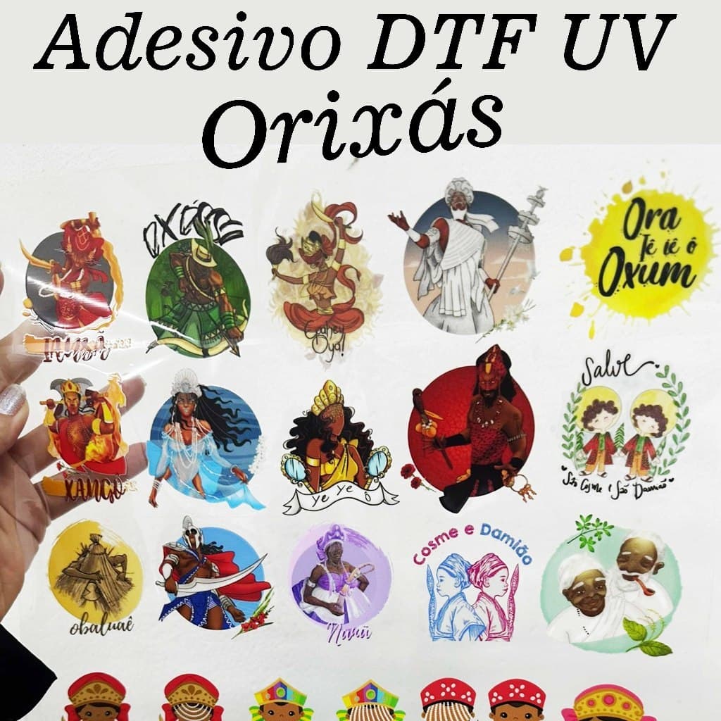 20 Adesivos DTF UV ORIXÁS, imagens e frases religiosas de Orixás Umbanda e Candomblé