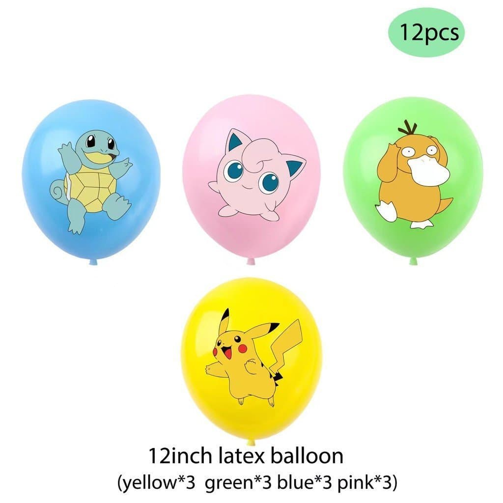 Kit 12 Balões de Látex Pokémon 12" | Decoração Festa Aniversário Pikachu
