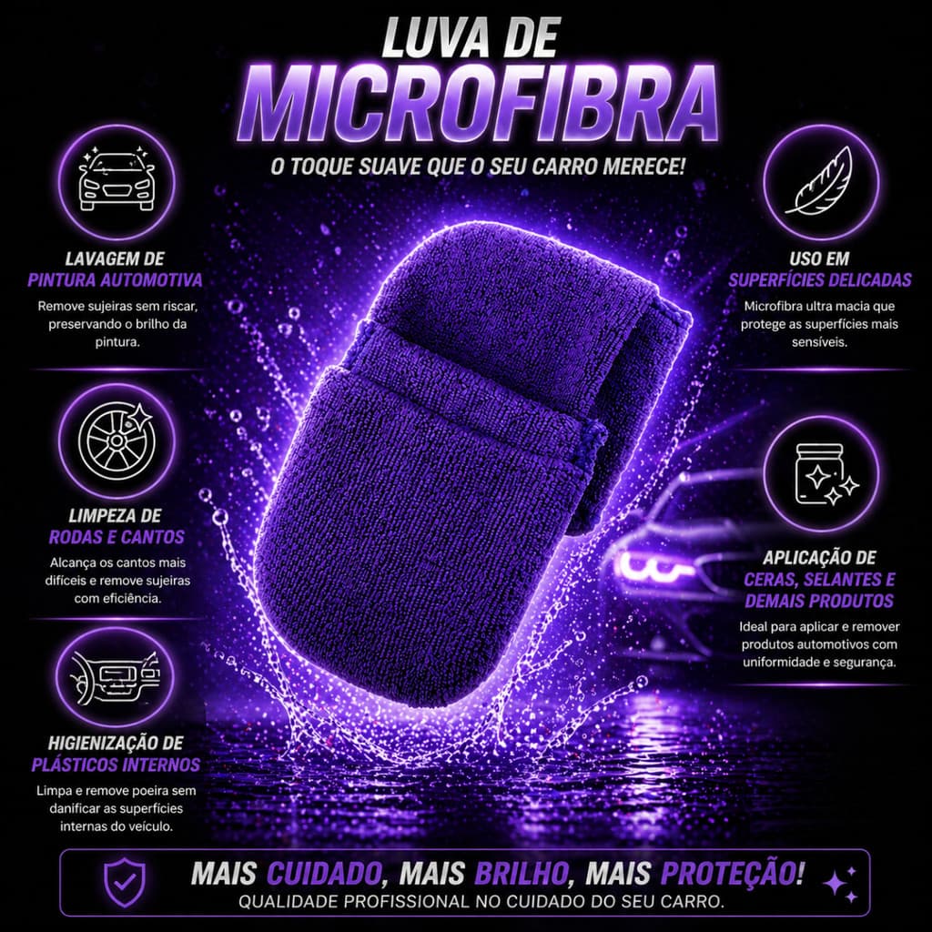 Luva Aplicadora de Microfibra Zacs Para Passar Cera Selante