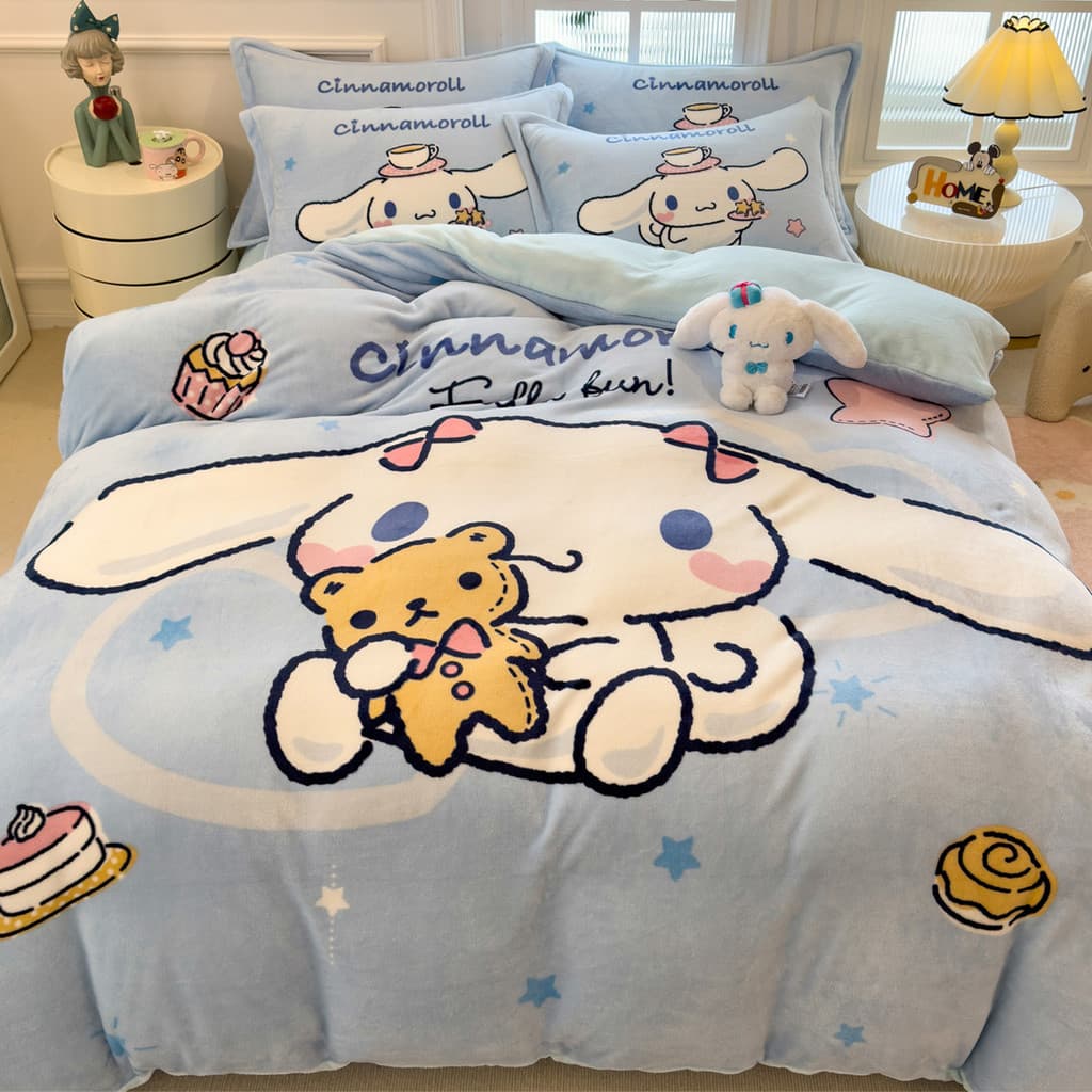 Canela dos desenhos animados cão leite veludo cama conjunto de quatro peças 2026 novo estilo inverno engrossado Coral ve
