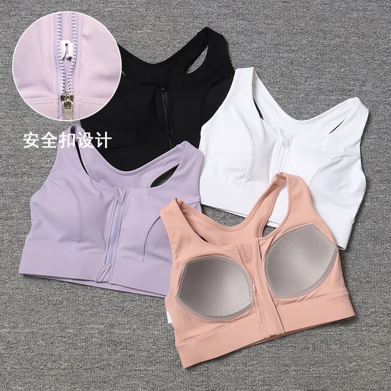 Sutiã esportivo com zíper de uma peça, à prova de choque, Fitness, alta intensidade, verão, estilo fino, roupa íntima bo