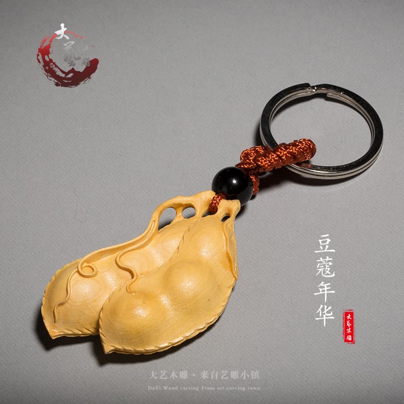 Pequena folha buxo escultura chaveiro chinês criativo jogar alça peça pingente de carro escultura artesanato decoração p