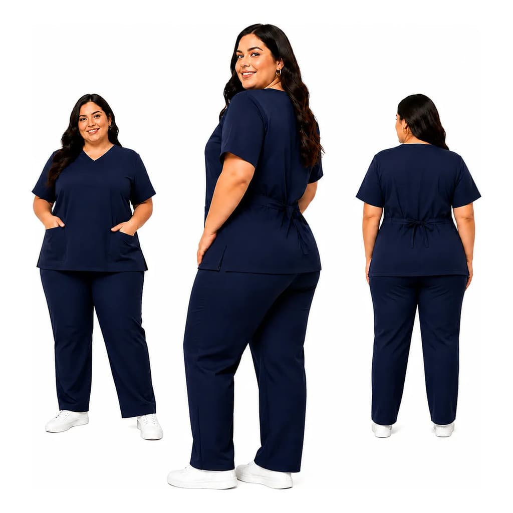 Pijama Cirúrgico Azul Marinho Plus Size Scrub Gabardine Top