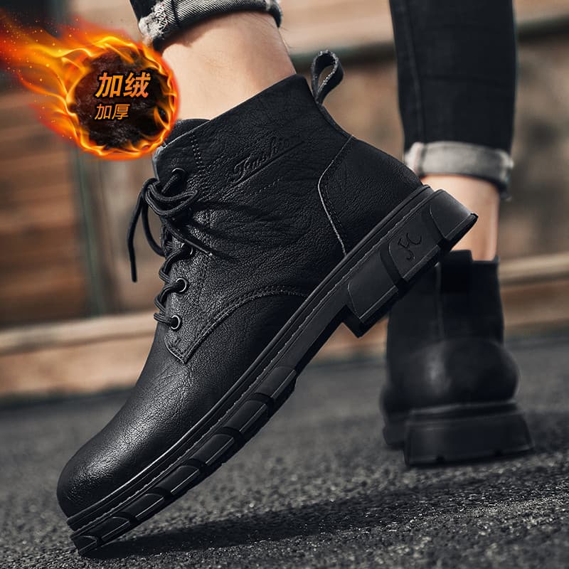 Sapatos masculinos de alta qualidade inverno estilo britânico forro de lã sapatos de algodão quente à prova dwaterproof