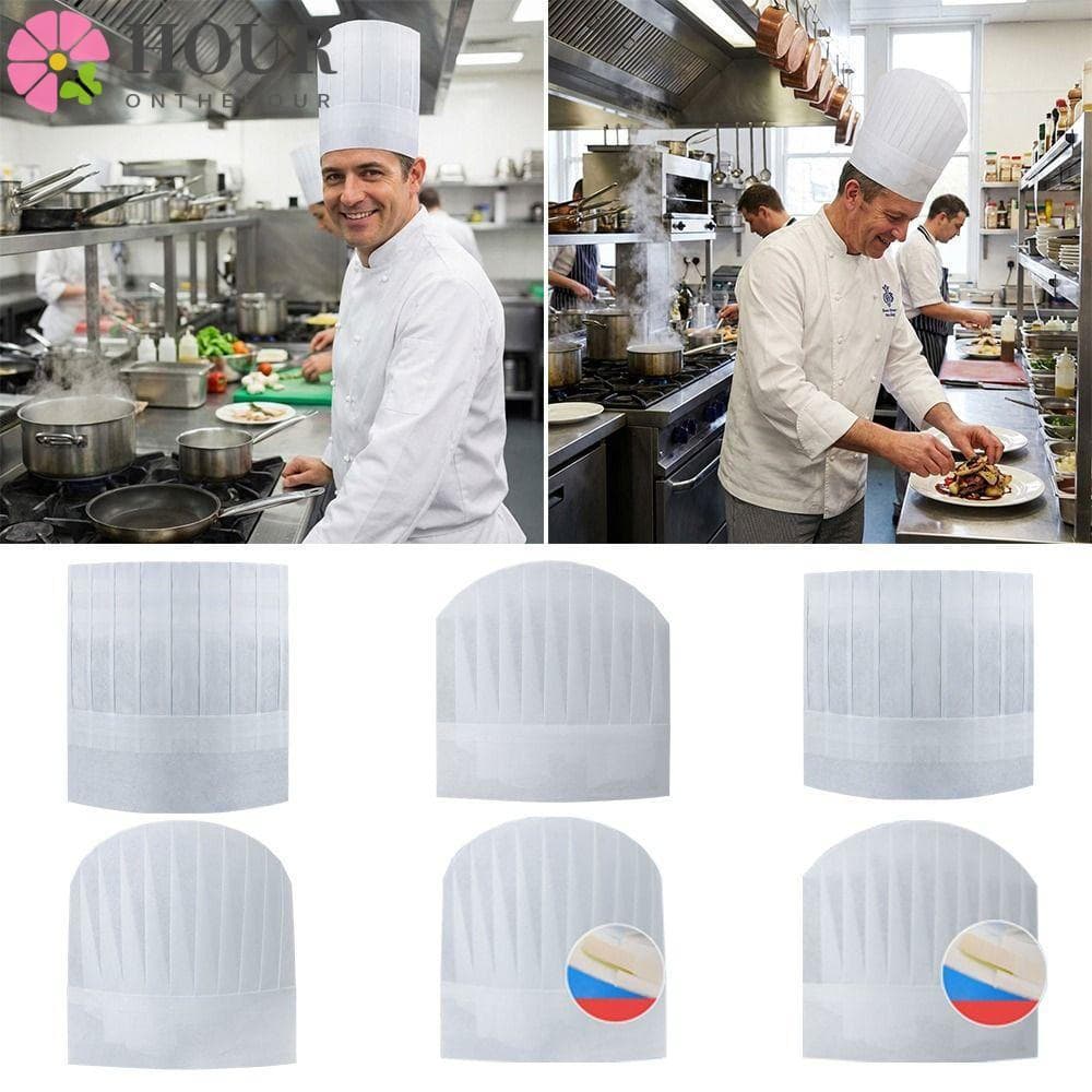 Hora 20 Pcs Chapéus De Chef , Boné Descartável Branco , Ajustável Engrossar Acessórios De Cozinha Não Tecido Cozimento