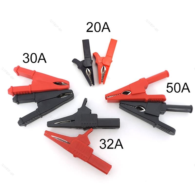 20/30/50A Clipe De Jacaré Crocodilo Adaptador plug Completo Isolado Sonda Teste Chumbo 4mm Plugue banana Para Bateria Ca