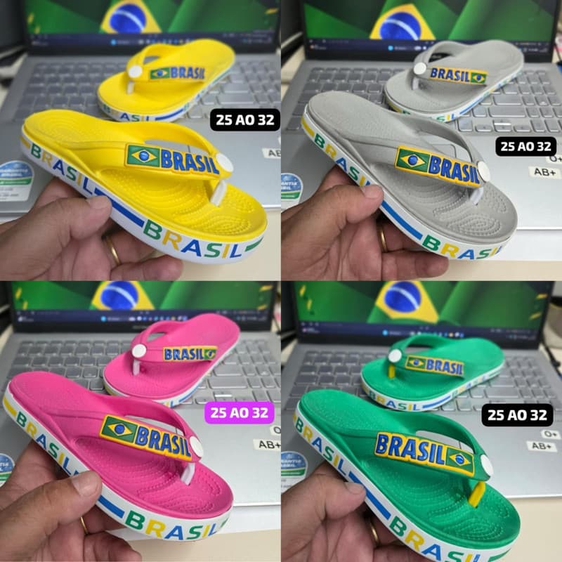 Chinelo Brasil Menino e Menina Copa mundo unissex verde amarelo