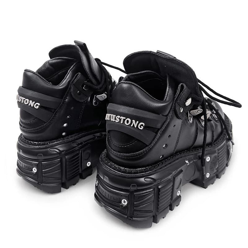 Novos Sapatos Femininos Estilo Punk , Cadarço , Salto De 6 Cm , Plataforma , Botas Góticas , Decoração