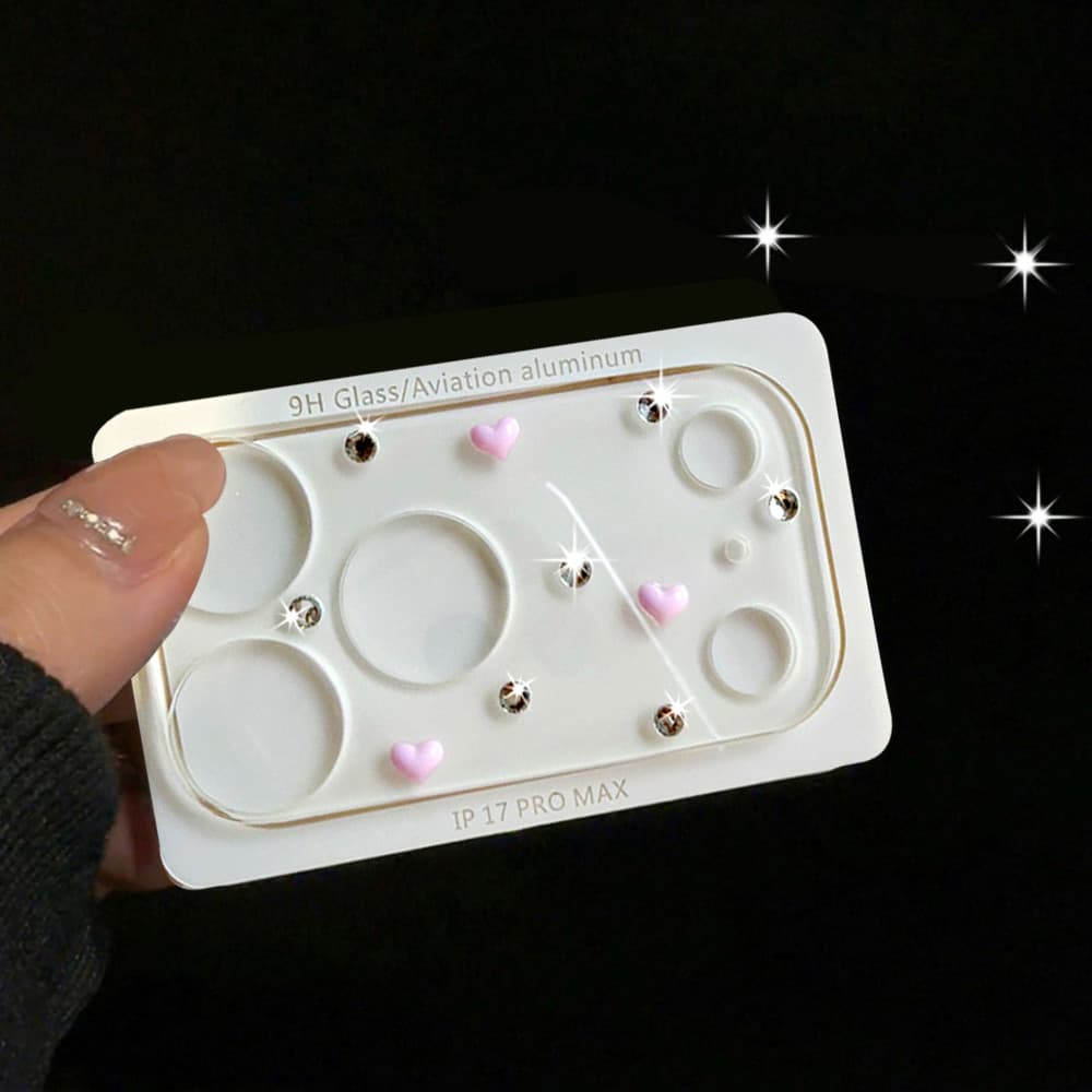 Protetor De Câmera Para iPhone 17 Pro Max 17Pro Luxo 3D Arco Pérola Amor Coração Decoração Lente