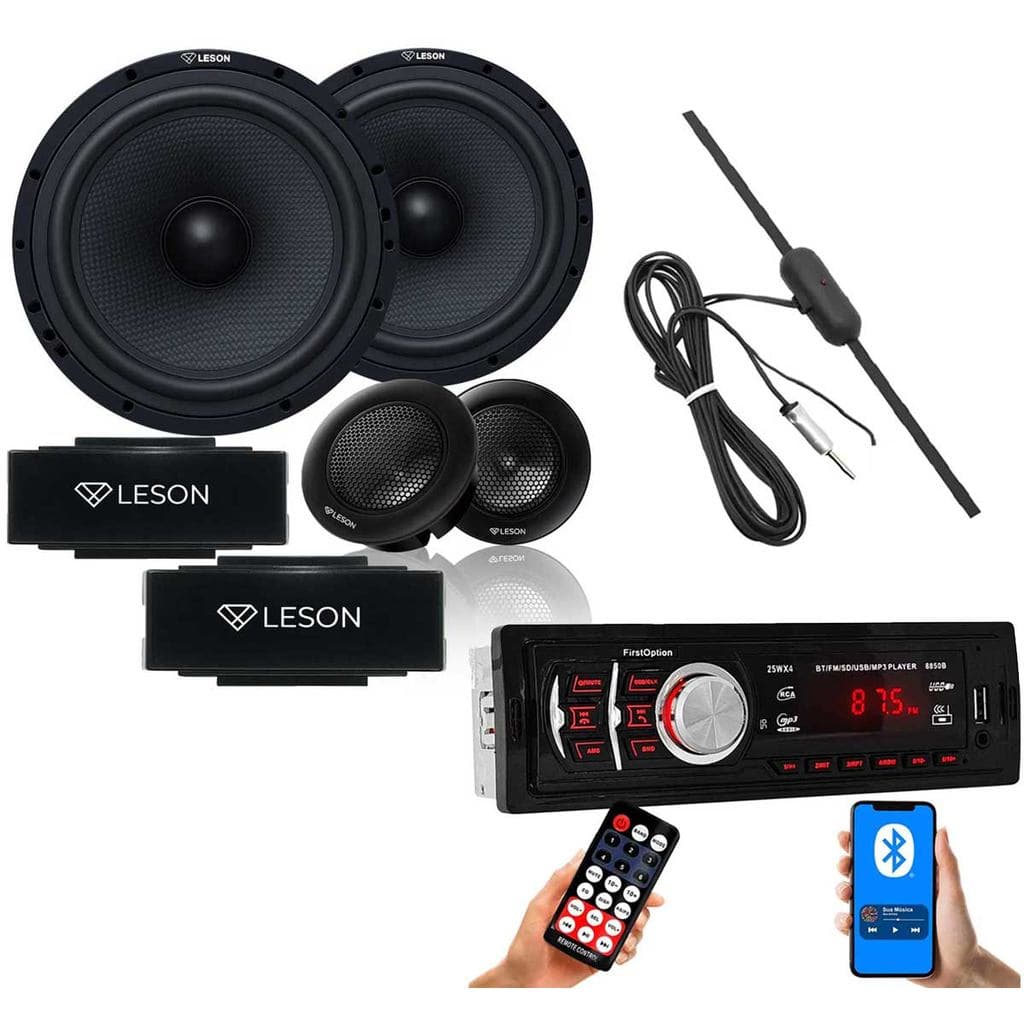 Kit Som Automotivo Bluetooth Tweeter Falante 6 320w + Antena