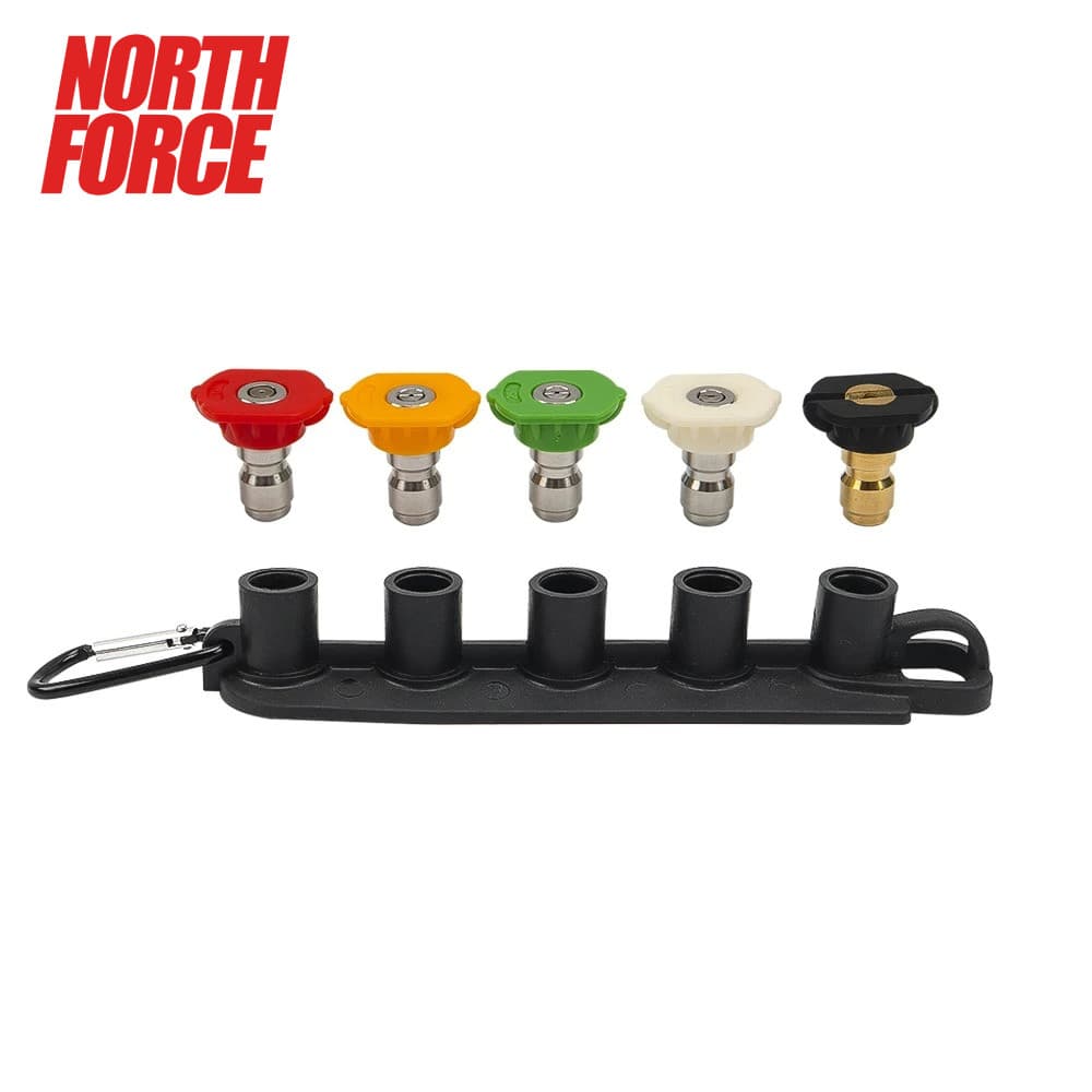 Kit 5 Bicos Coloridos 1/4 Engate Rápido para Lavadora de Alta Pressão – com Suporte North Force