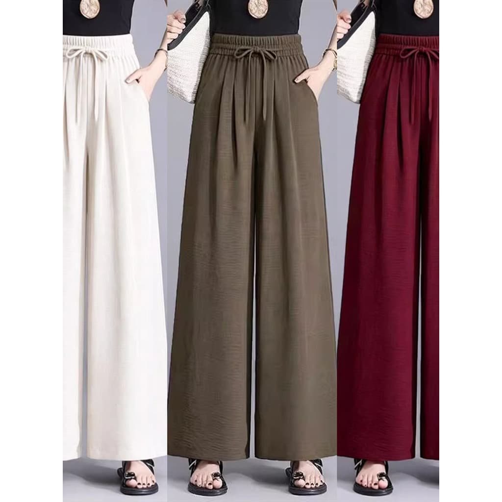 Culottes feminino 2026 verão novo estilo versão coreana cintura alta Drape calças de perna larga saia Casual versão estr
