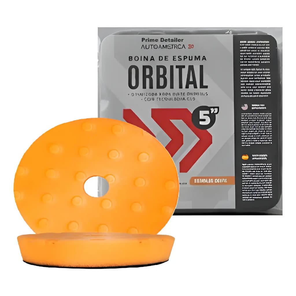 Boina De Espuma Autoamerica Roto Orbiral Laranja 5 Polegadas