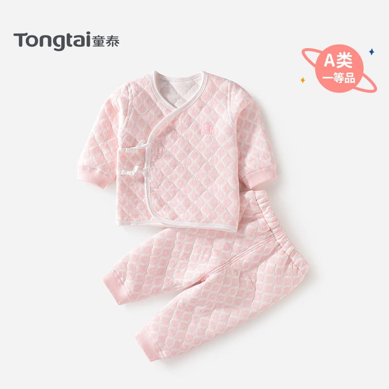 Tongtai bebê conjunto de roupa interior térmica primavera outono engrossado roupas recém-nascidos puro algodão das mulhe