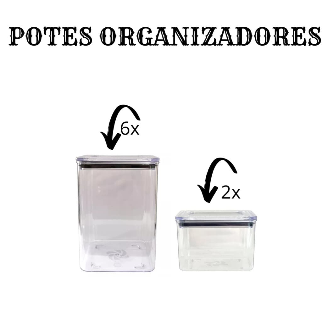 Kit com 8 potes, 6 de 1,1 litro + 2 de 480ml