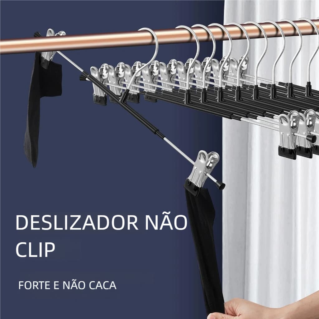 10-30 Unidades Clip Cabide Cromado em Metal Premium, Ideal para Vestidos, Saias e Calças