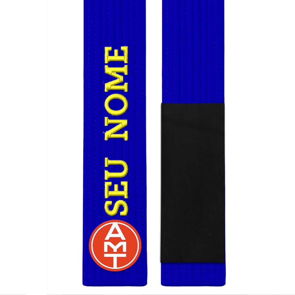FAIXA DE JIU-JITSU AZUL BORDADA PERSONALIZADA - LINHA PREMIUM