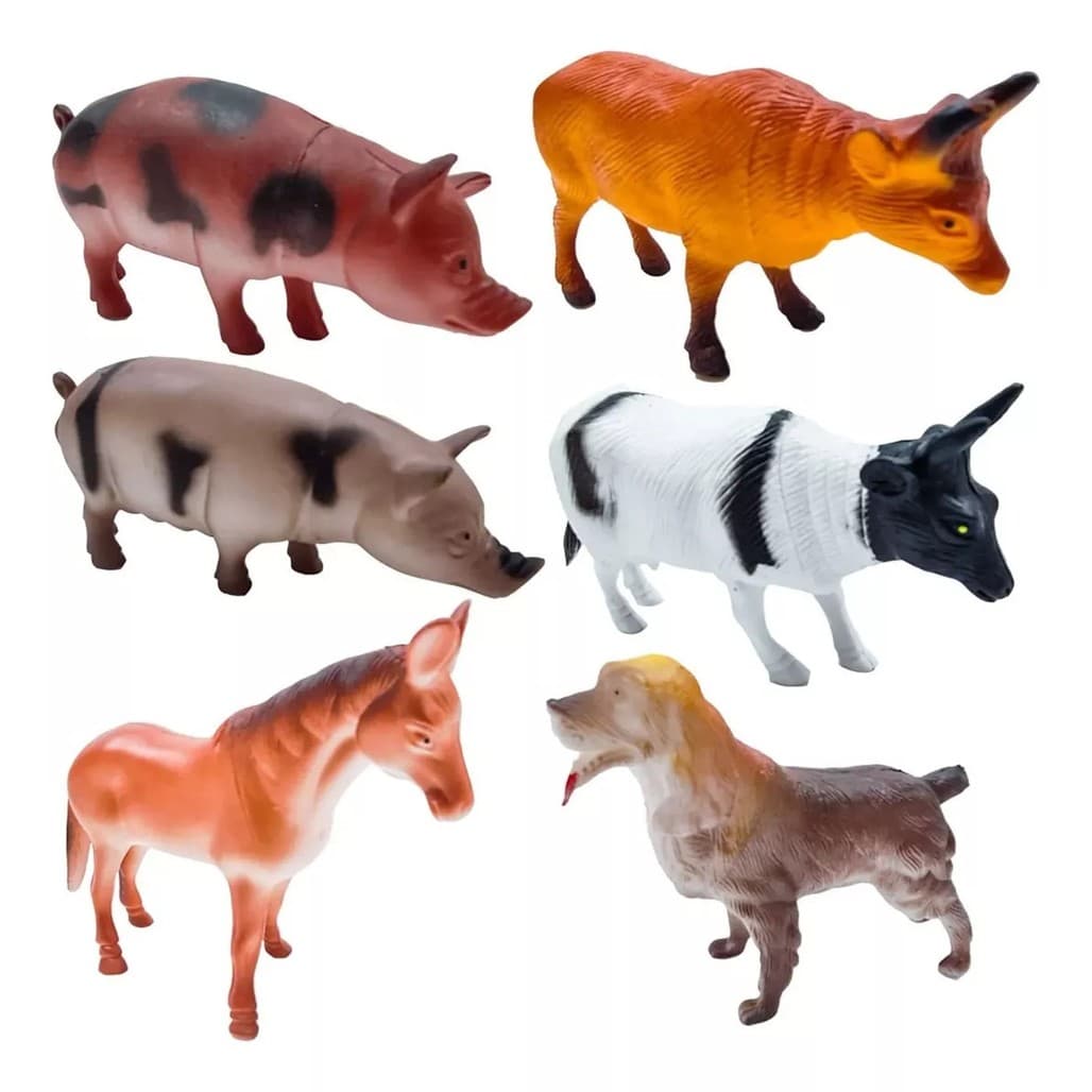 Kit 6 Animais Brinquedo Criança Fazendinha Presente