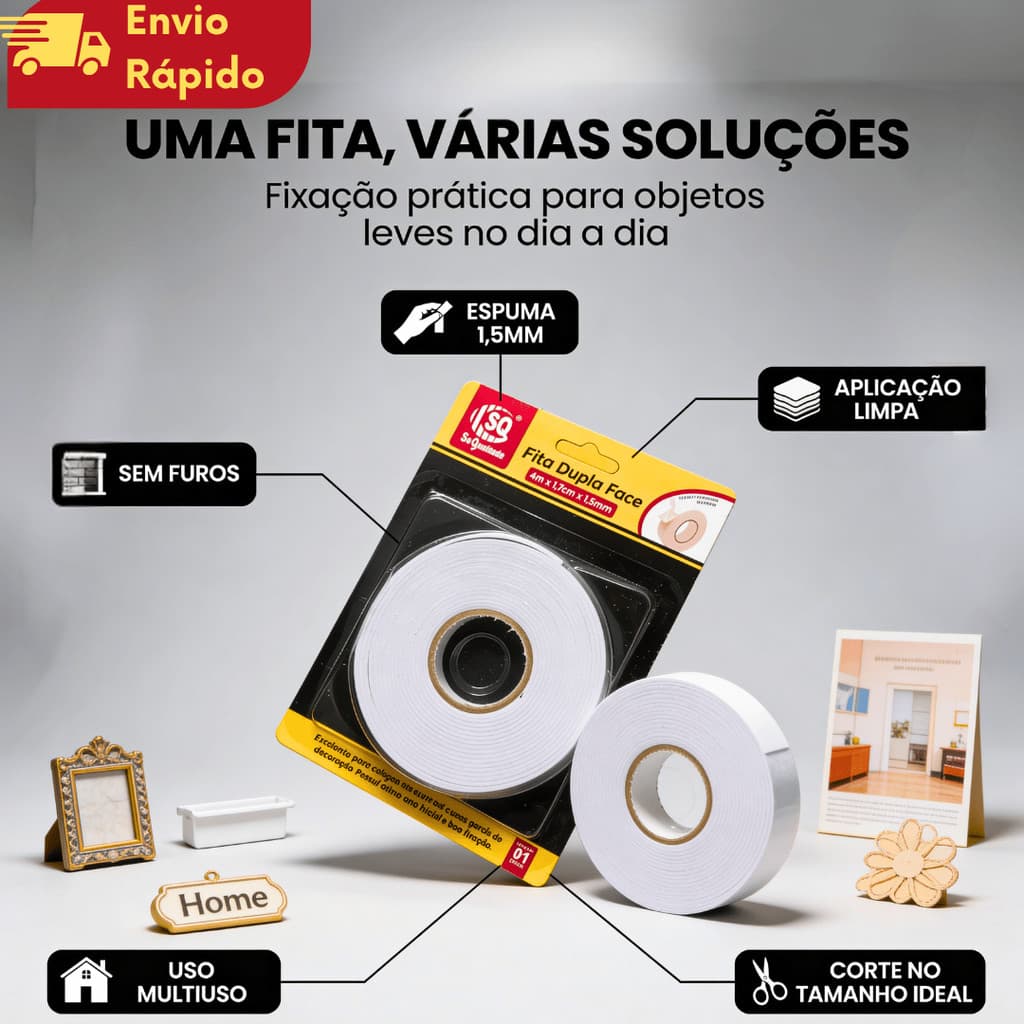 KIT Fita Banana Adesiva Dupla Face De Espuma Para Topos de Bolo Artesanato Decoração Scrapbook 4mx1,7cmx1,5mm