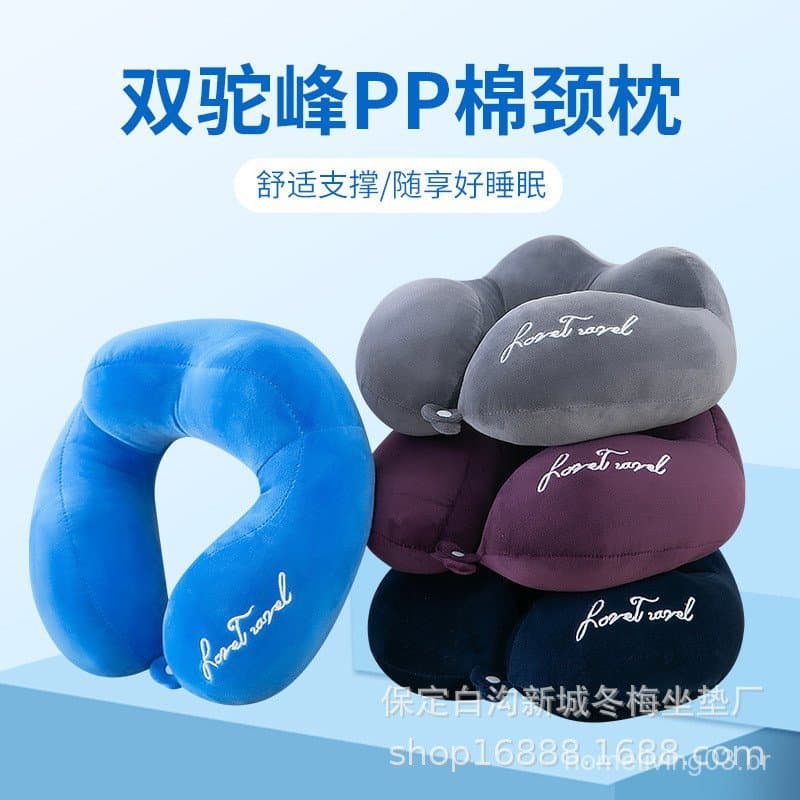 Almofada de apoio para pescoço em formato de U com logotipo personalizado, criativa, portátil, com dupla curvatura, para