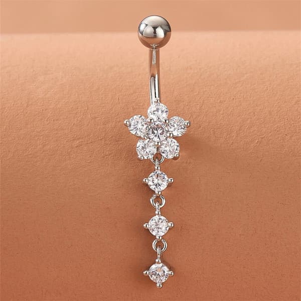 piercing umbigo bijuterias femininas ※ Europeu americano Popular Piercing jóias moda aço inoxidável incrustado zircão um
