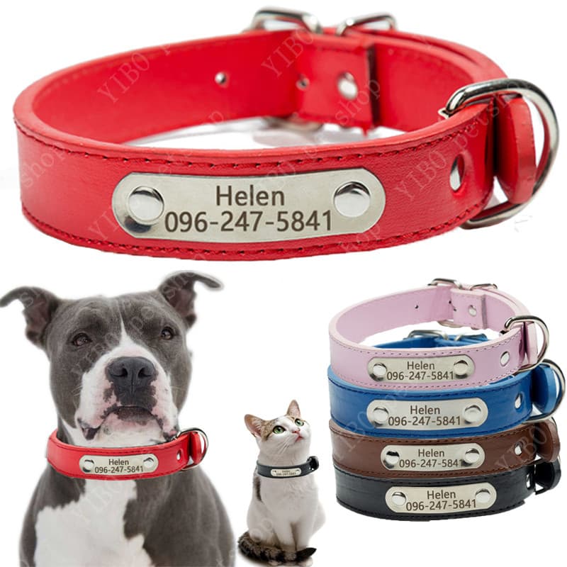 Coleira De Cachorro Personalizada , Grande , Durável , Couro PU , Acolchoada , Identificação De Animais De Estimação , P