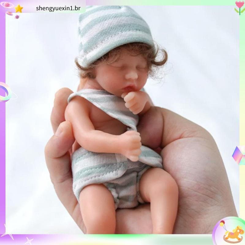 FYATHM 15cm Mini Corpo Inteiro Reborn Boneca Reborn Silicone Realista Brinquedo Artificial Pt