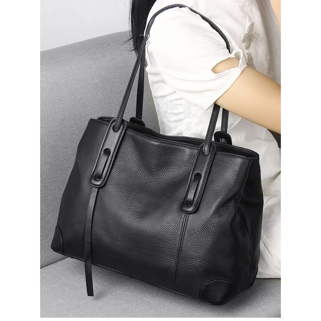 Bolsa de couro genuíno feminina 2026 novo estilo moda grande capacidade sacola feminina Commuter moda macio bolsa de omb