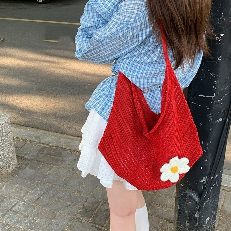 Saco de tecido oco vermelho