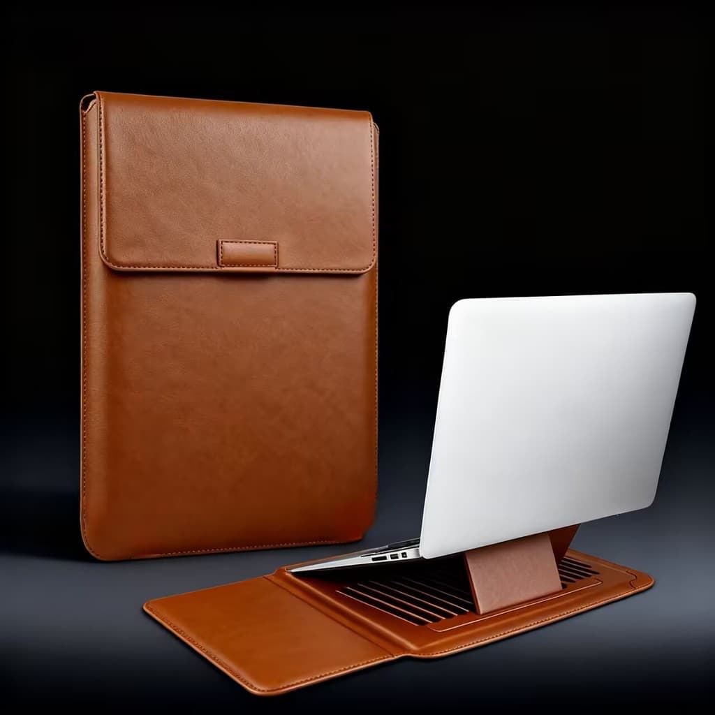 Mochila de notebook de alta qualidade com fecho magnético, couro, 13 a 16 polegadas, com suporte