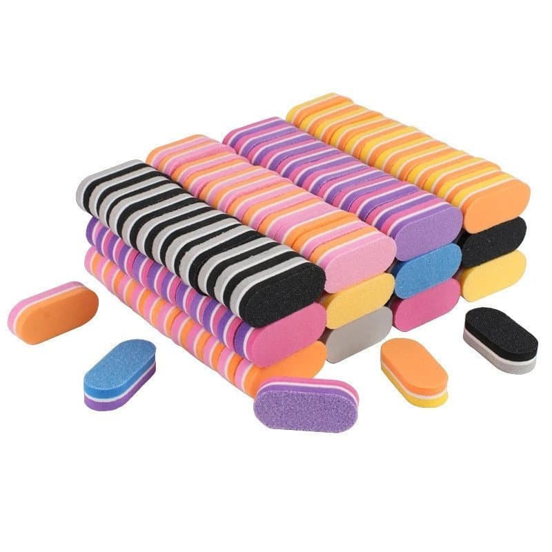 50Pcs/Bag Mini Lima De Esponja De Unhas De Cor Dupla Lixa Polimento Ferramentas De Pedicure Manicure
