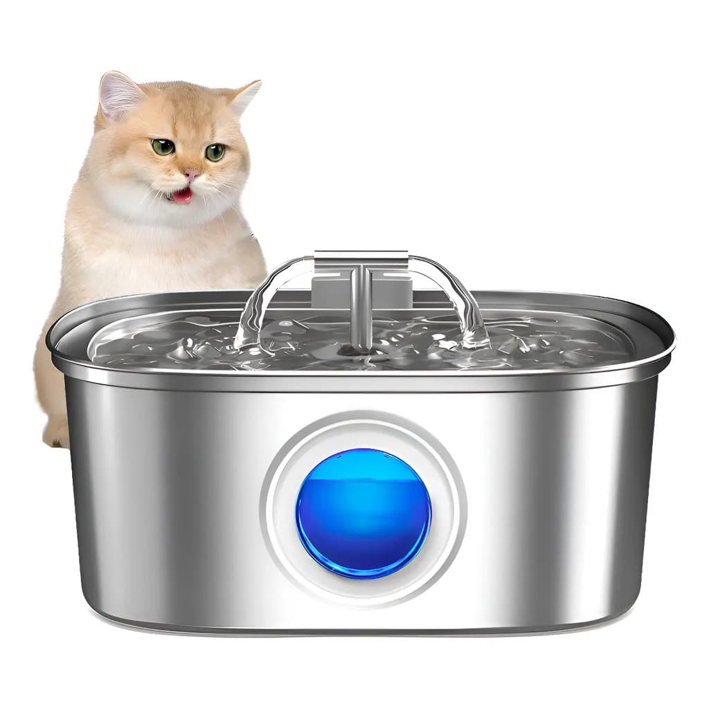 3.2l Newpet Fonte De Água De Aço Inoxidável Para Gatos E Cãe Prateado