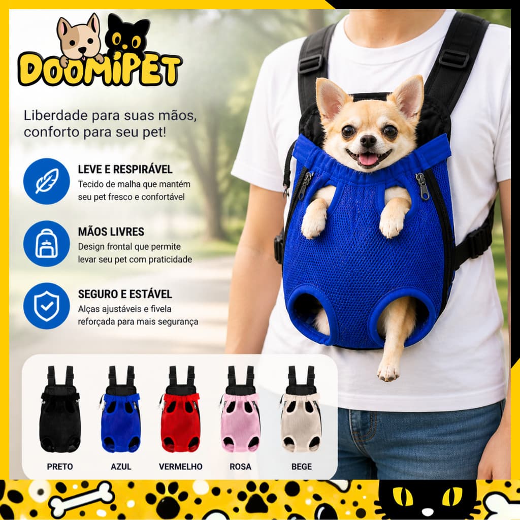 Mochila Canguru Para Transporte De Pets Confortável - Passeio Para Cães E Gatos De Pequeno E Médio